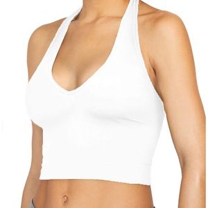 Simple white cropped halter top